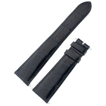 Patek Philippe Midnight Blue alligator watch band (21 x 16). 21mm width by the lug end and 16 mm width by the buckle end. Length: 4.1/2" long piece and 2.75" short piece.