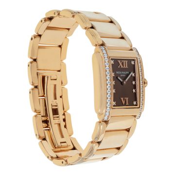 Patek Philippe Twenty 4 4910/11 18k rose gold chocolate dial 24.5mm Quartz watch