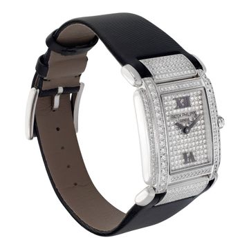 Patek Philippe Twenty 4 4910G 18k White Gold Pave dial 25mm Quartz watch