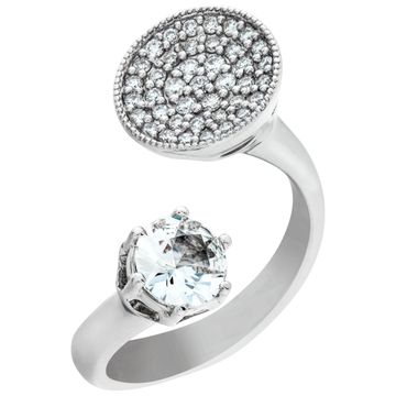Pave Diamond and white sapphire ring set in 18k white gold. Size 5.75