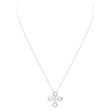 Pave Diamond cross necklace in 18k white gold. 0.50 carats in diamonds