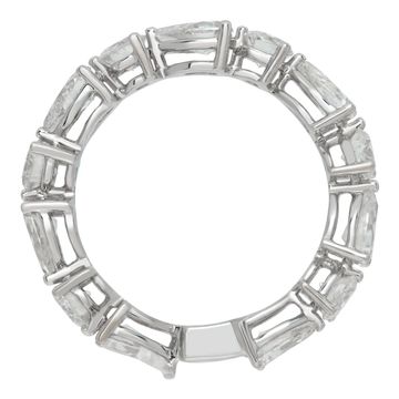 Pear and round brilliant cut diamonds eternity band in 18K white gold. Total Approx. weight: 2.86 carats.