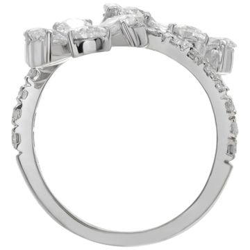 Pear & round brilliant cut diamonds flower ring in 18k white gold. 3.67 carats diamonds.