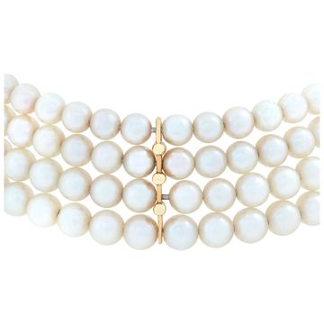 Pearl choker in 18k yellow gold. 6.5 mm pearls
