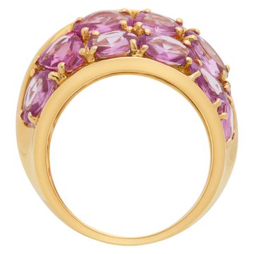 Pink Sapphire (4.32cts) and Diamond (0.98cts) ring in 18k yellow gold. Size 7.