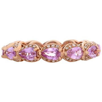 Pink sapphires and diamond eternity bands in 18k rose gold