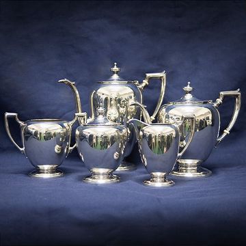 Reed & Barton Antique Pointed 87 Sterling 5 pc Tea/Coffee Set