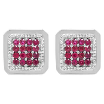 Regal ruby & diamond cufflinks in 18k white gold