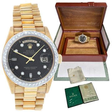 Rolex Day-Date 18038 18k Black dial 36mm Automatic watch