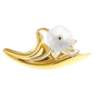 Rose quartz and sapphire pin in 18k