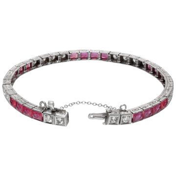 Ruby and diamond bracelet in 18k white gold