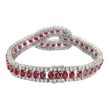 Ruby & Diamond bracelet in 18k white gold. Over 10.00 carats diamonds.