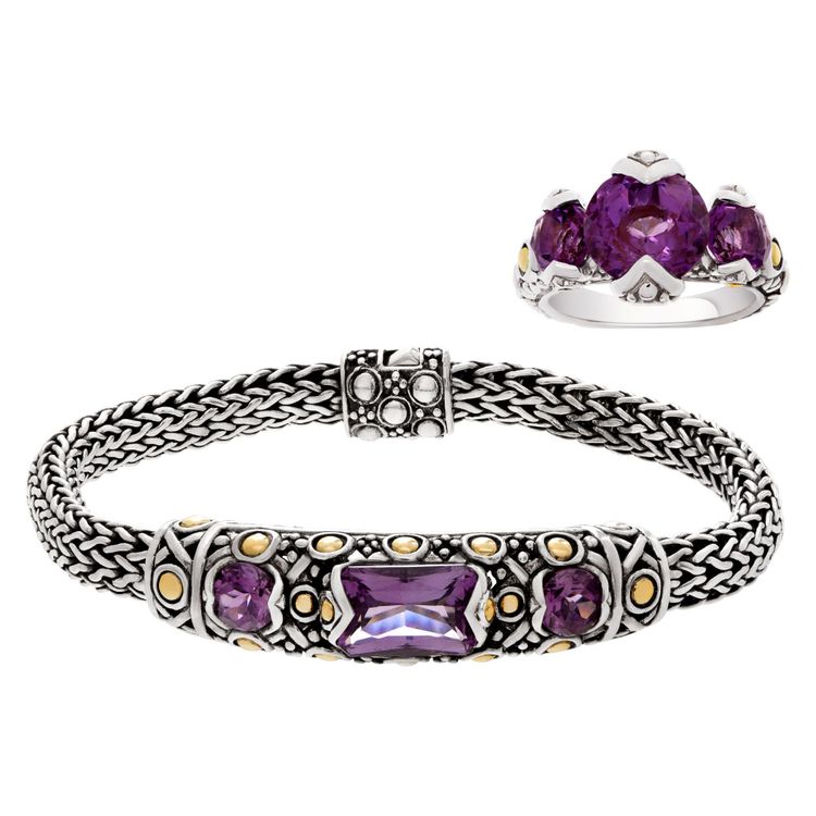 sell john hardy jewelry like this bracelet and ring set with amethyst stones