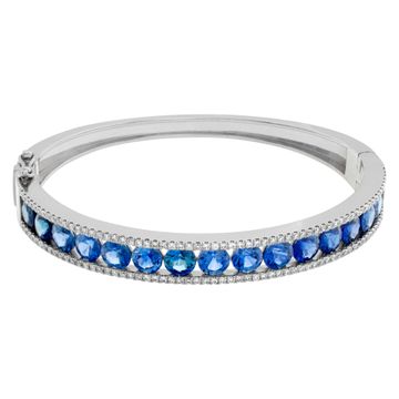 Sapphire and diamond bangle in 18k white gold
