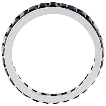 Sapphire eternity band in 14k white gold. Rectangular step cut sapphire total approx. 1.50 carat. Size 7.