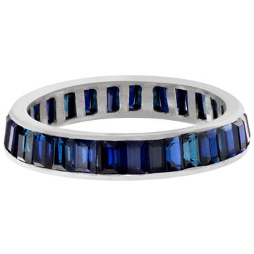 Sapphire wedding band in 14k white gold with approx 1.5 cts in blue sapphires