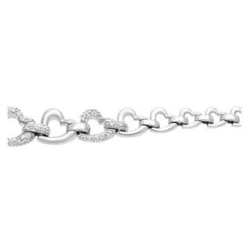 South Sea pearl & diamonds heart links necklace, in 14k white gold. South Sea pearl: 12 x 12.5mm, over 1.00 round brilliant cut diamonds