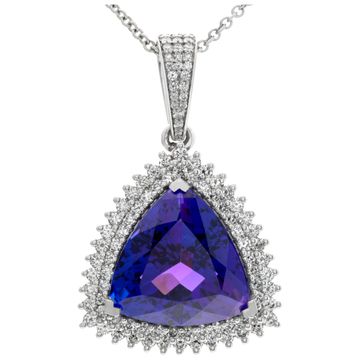 Tanzanite and diamond pendant in 18k white gold