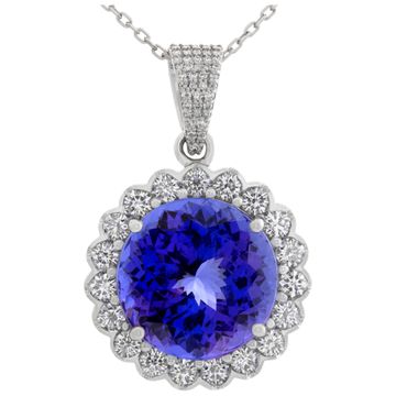 Tanzanite pendant with diamond accents in 18k white gold