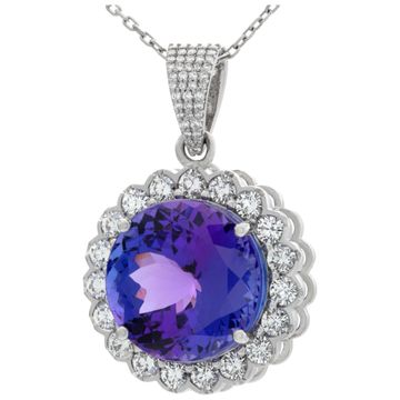 Tanzanite pendant with diamond accents in 18k white gold