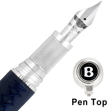 Tibaldi For Bentley Azure Fountain Pen In Sterling Silver With 18k Nib.