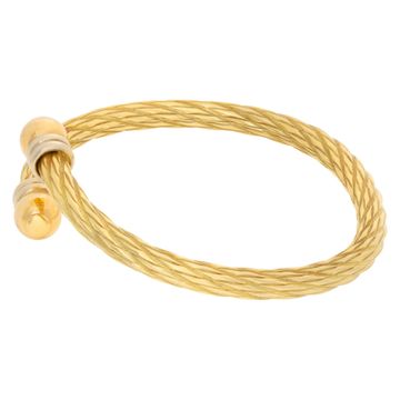 Tri-color (yellow, whte & rose gold) cable bangle