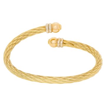 Tri-color (yellow, whte & rose gold) cable bangle
