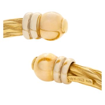 Tri-color (yellow, whte & rose gold) cable bangle