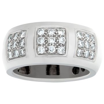 Triple square pave diamond wedding band in 18k white gold. 1.5 ct in diamonds