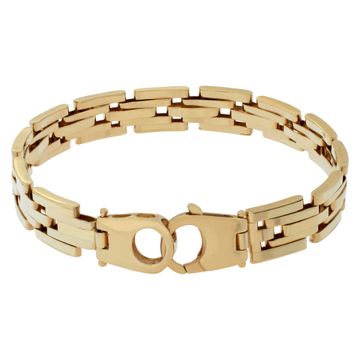 Unisex flat linked bracelet in 14k yellow gold