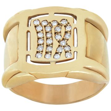 Virgo zodiac 18k yellow gold with diamond accents