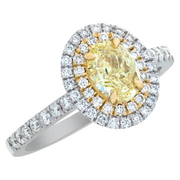Yellow diamond ring in 18k white gold